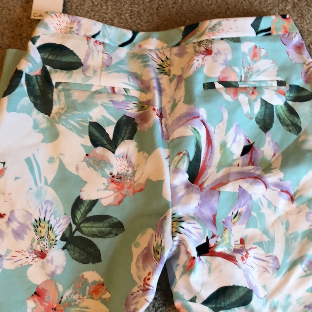 Calvin Klein Floral Cropped Pants in Mint, Coral, Green - Picture 8 of 8
